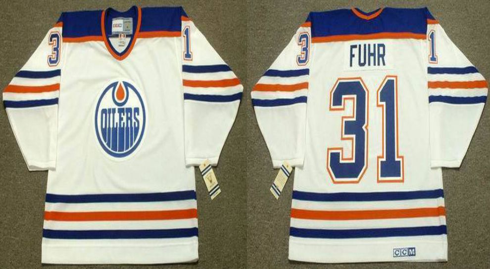 2019 Men Edmonton Oilers #31 Fuhr White CCM NHL jerseys->edmonton oilers->NHL Jersey